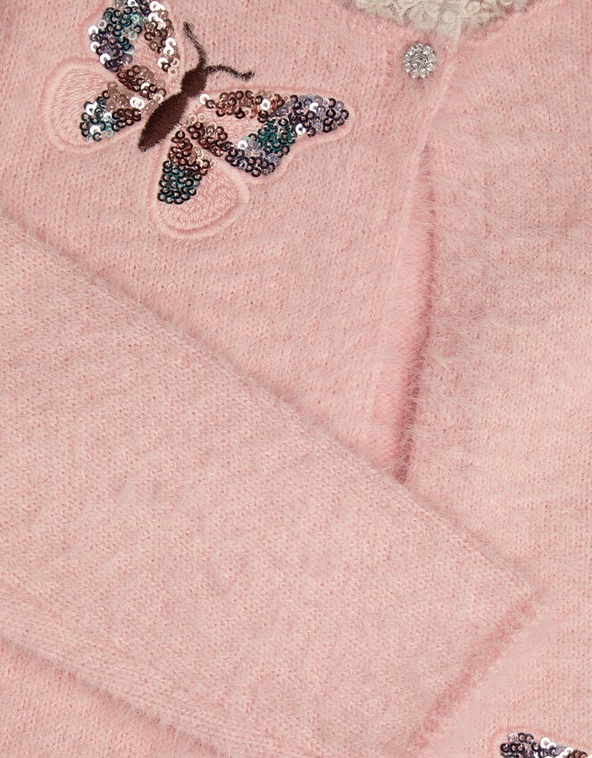 Sequin Butterfly Fluffy Cardigan, Pink (PINK), large