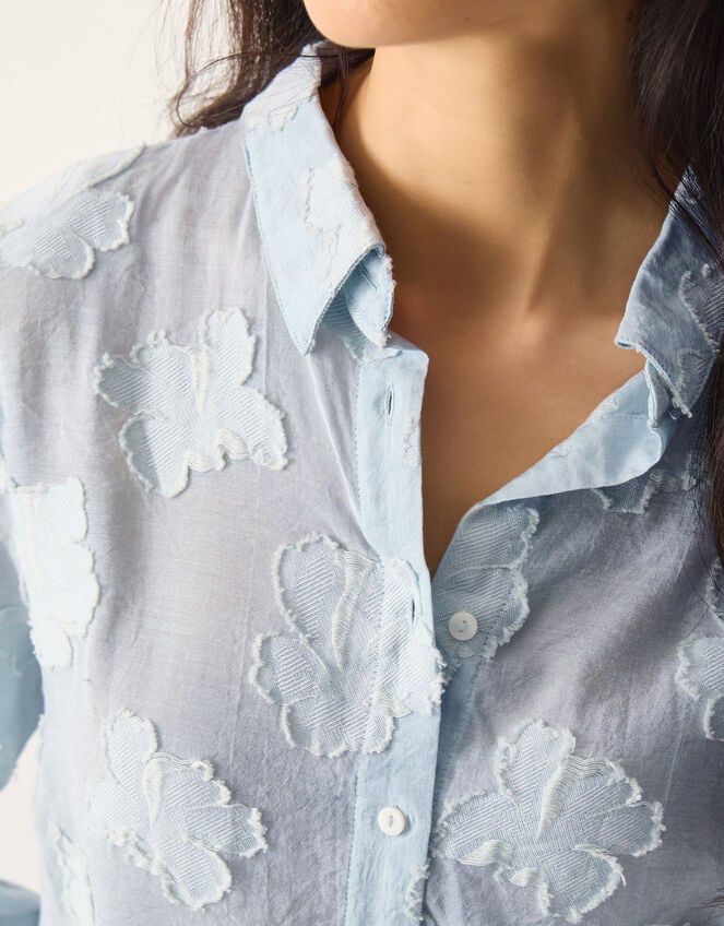 Ayla Floral Jacquard Shirt, Blue (BLUE), large
