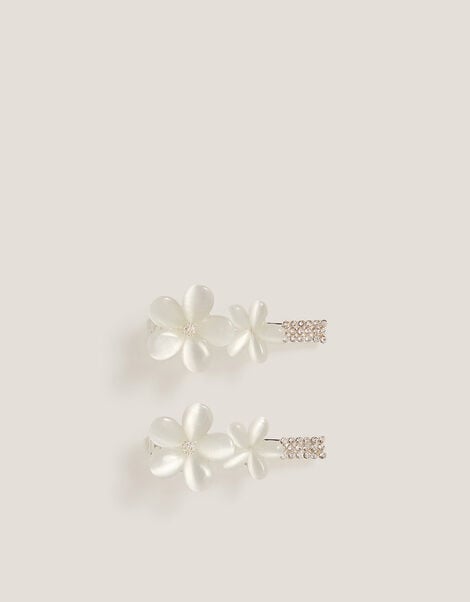 2-Pack Metal Flower Hair Clips, White (WHITE), large