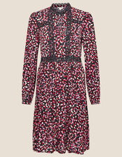 Spot Print Lace Trim Dress, Pink (PINK), large