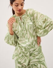 Lillie Leaf Print Blouse, Green (GREEN), large