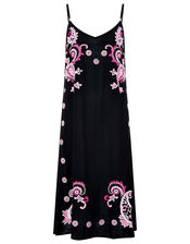 Embroidered Midi Dress in LENZING™ ECOVERO™, Black (BLACK), large