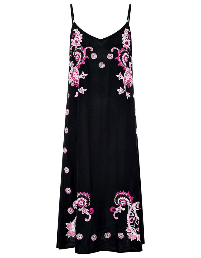 Embroidered Midi Dress in LENZING™ ECOVERO™, Black (BLACK), large