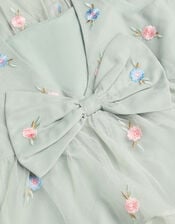 Luna Floral Embroidered Mesh Party Dress, Green (SAGE), large