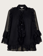 Anais Ruffle Blouse, Black (BLACK), large
