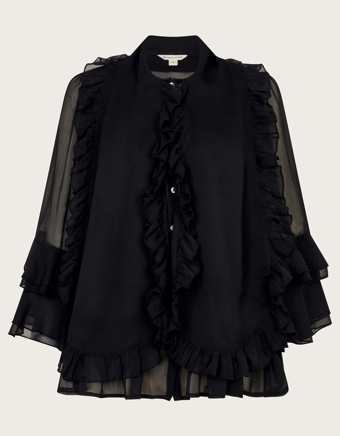 Anais Ruffle Blouse, Black (BLACK), large