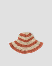 Lola Stripe Straw Bucket Hat, , large