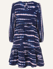 Tie Dye Woven Swing Dress, Blue (NAVY), large