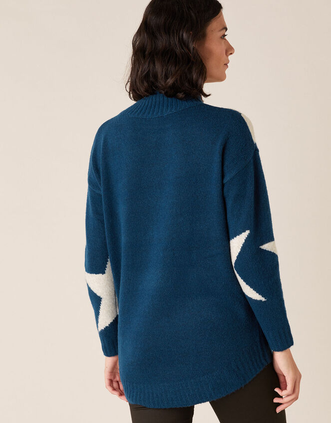 Shimmer Star Shape Knit Jumper, Teal (TEAL), large
