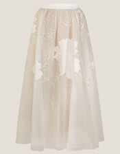 Rhea Floral Embroidered Mesh Wedding Skirt, Ivory (IVORY), large