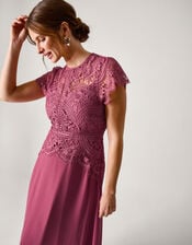 Monica Lace Midi Bridesmaid Dress, Pink (DARK PINK), large