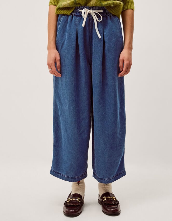 Rhea Tie Front Denim Trousers, Blue (LIGHT AUTHENTIC), large