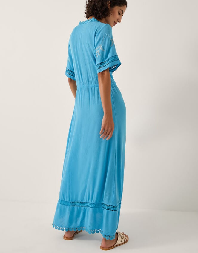 Fern Embroidered Maxi Dress, Blue (BLUE), large