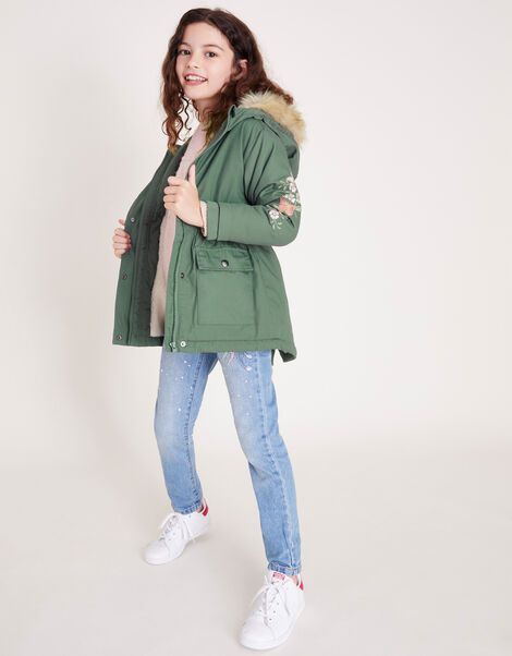 Embroidered Butterfly Parka, Green (GREEN), large