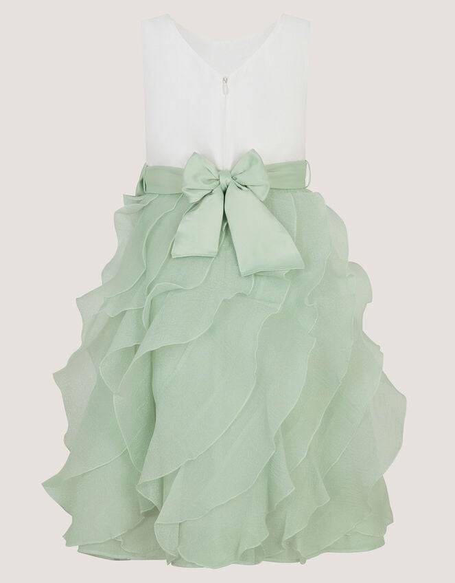 Cancan Sleeveless Bow Ruffle Dress, Green (SAGE), large