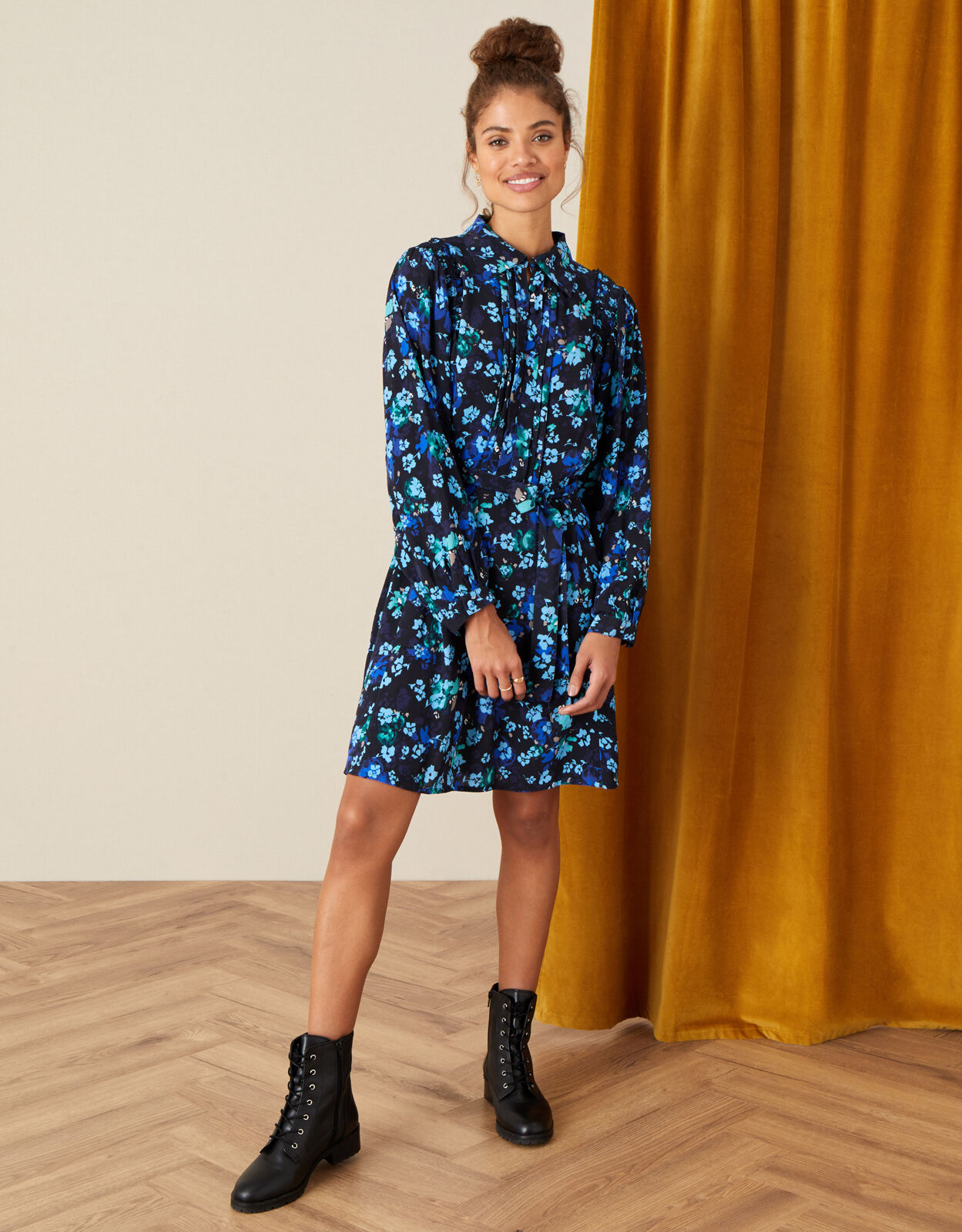 Ditsy Print Short Shirt Dress Black Shirt Dresses Monsoon Global