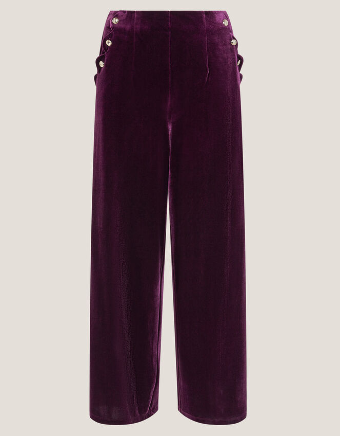 Vera Wide Leg Velvet Pants, Red (BERRY), large