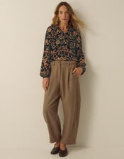 Hollie Floral Devor&eacute; Velvet Shirt, Green (GREEN), large