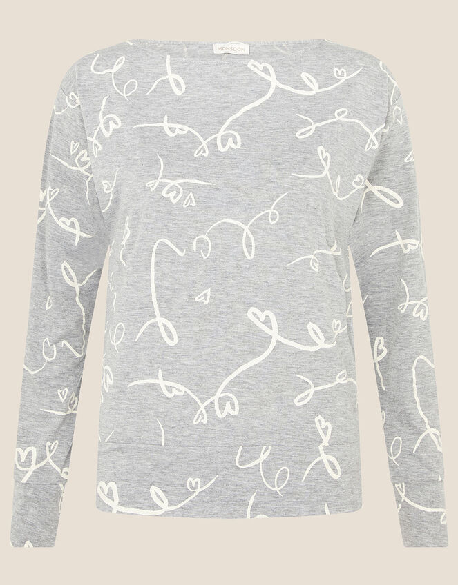 Lisa Love Print Jersey Top , Grey (CHARCOAL), large
