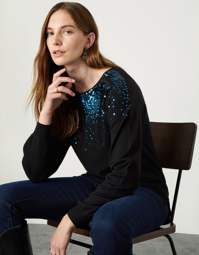 Sequin Scatter Jumper, Black (BLACK), large