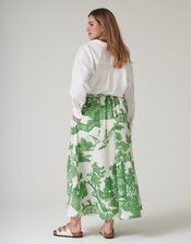 One Hundred Stars Giant Willow Print Maxi Skirt, Green (GREEN), large