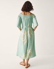 Tashie Sun Print Bardot Midi Dress, Blue (AQUA), large