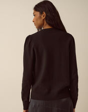 Faye Button Cardigan, Black (BLACK), large
