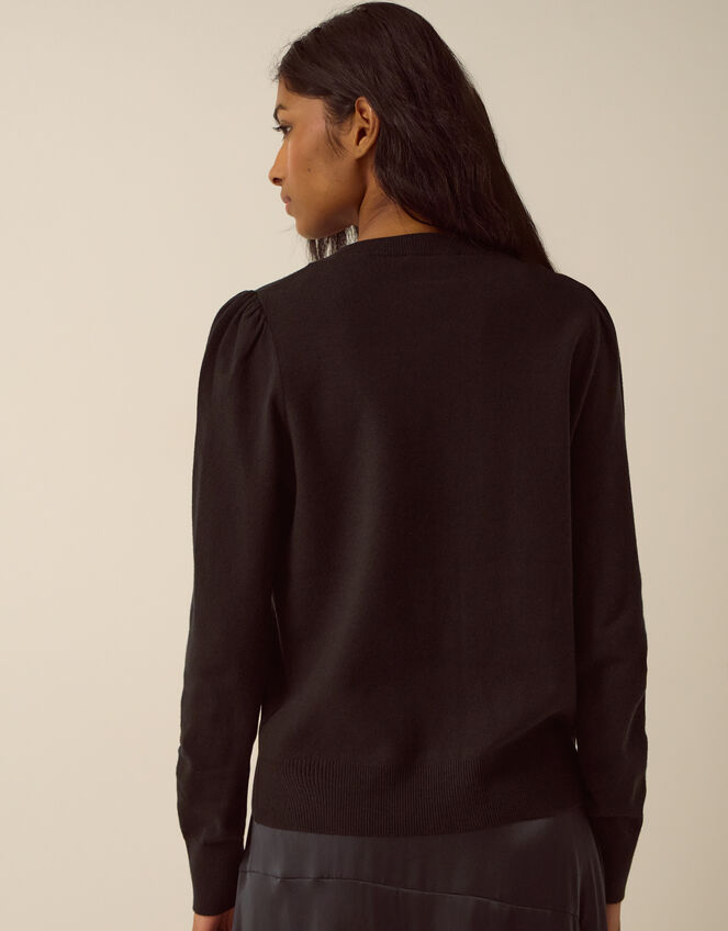 Faye Button Cardigan, Black (BLACK), large