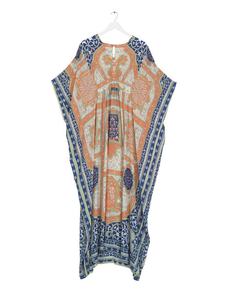 One Hundred Stars Indian Summer Maxi Kaftan Orange, Orange (CORAL), large