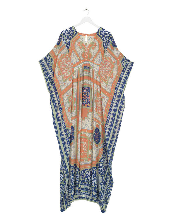 One Hundred Stars Indian Summer Maxi Kaftan Orange, Orange (CORAL), large