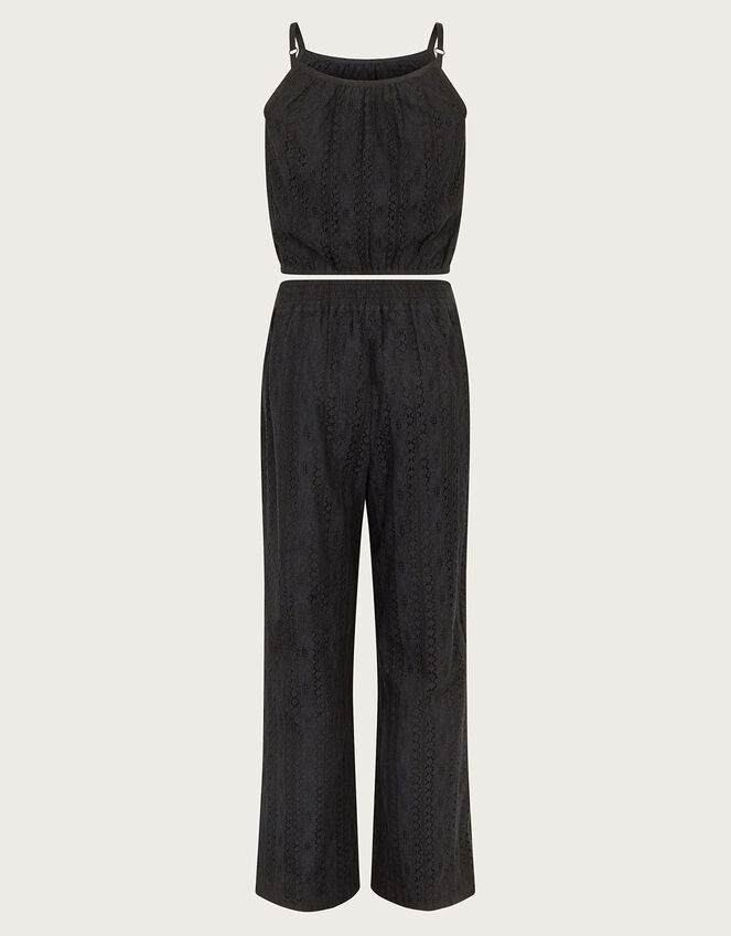 Lace Top and Pants Set, Black (BLACK), large