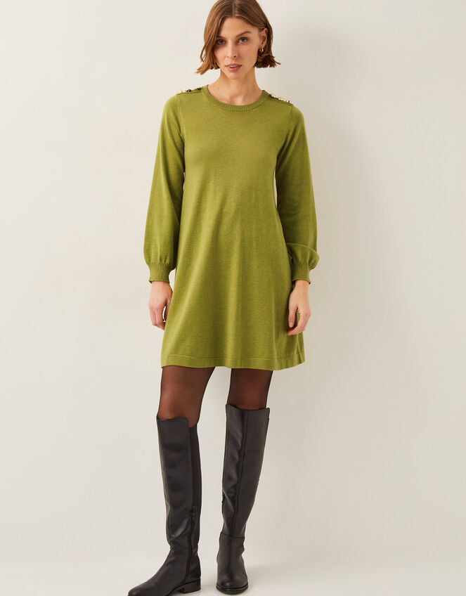 Susie Mini Sweater Dress, Green (OLIVE), large