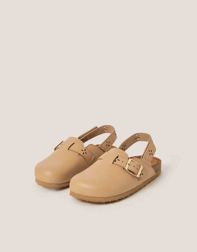 Cutwork Mule Clogs, Tan (TAN), large