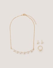 Beaded Flower Jewellery Set, , large