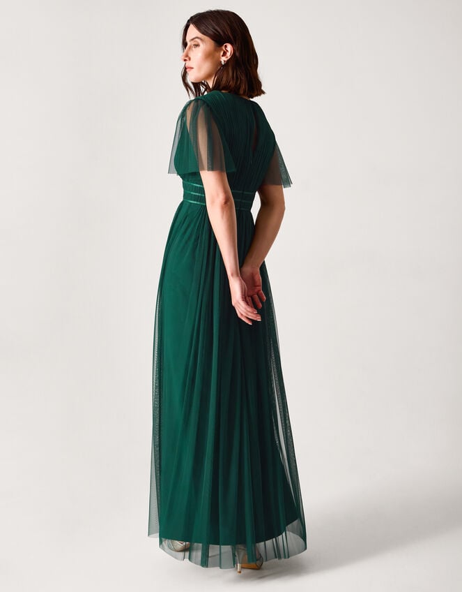 Emily Short Sleeve Tulle Bridesmaid Dress, Green (DARK GREEN), large