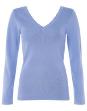 Scallop Jumper with Sustainable Viscose, Blue (BLUE), large