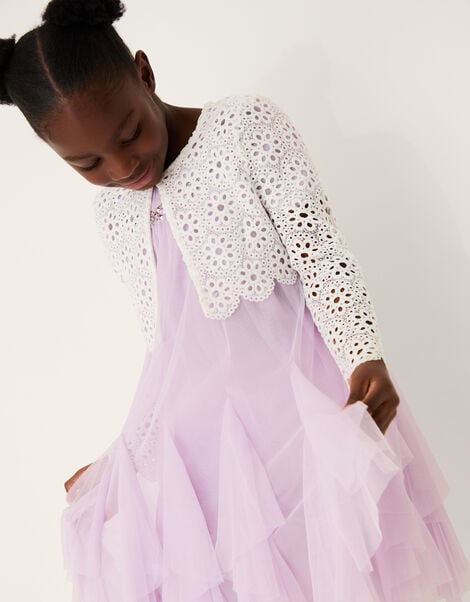 Carmela Crochet Long Sleeve Cardigan , Ivory (IVORY), large