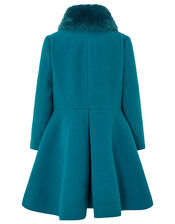 Bow Flared Coat, Teal (TEAL), large