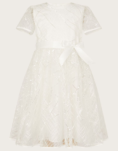 Charlotte Sequin Dress, Ivory (IVORY), large