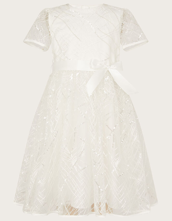 Charlotte Sequin Dress, Ivory (IVORY), large