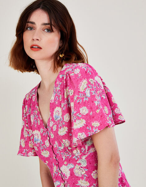Sawyer Floral Angel Sleeve Blouse Pink, Pink (PINK), large