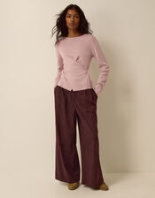 Dora Drape Knitted Top, Pink (PINK), large