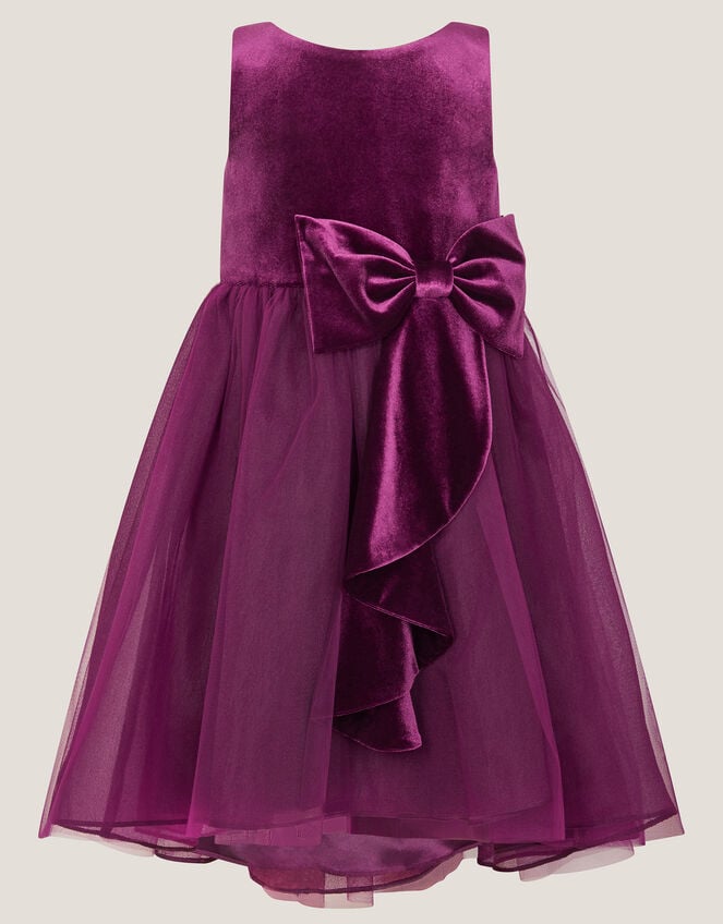 Velvet Bow Party Dress, Purple (PURPLE), large