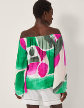 Miley Colour Block Bardot Top, Green (GREEN), large