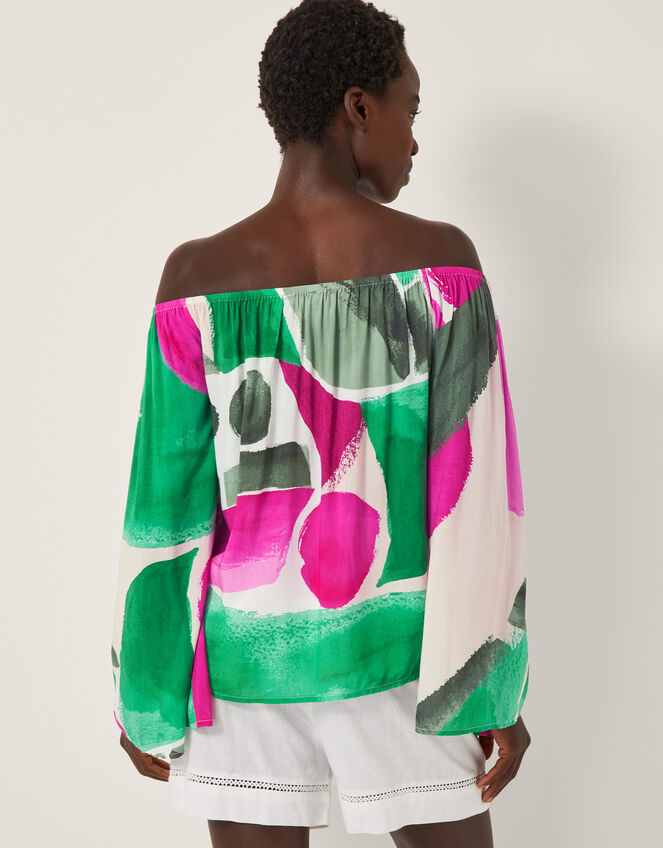 Miley Colour Block Bardot Top, Green (GREEN), large