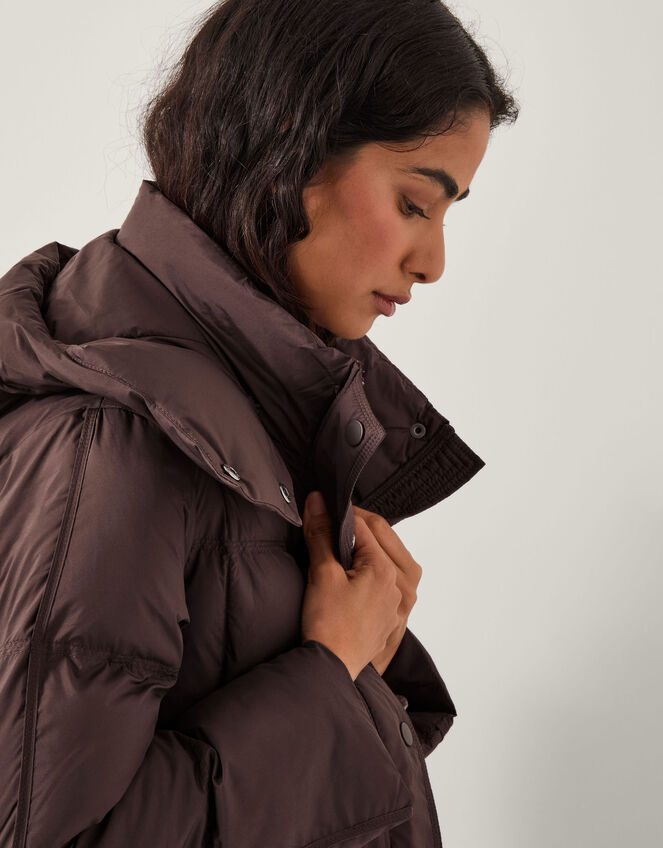 Molly Long Puffer Coat, Brown (CHOCOLATE), large