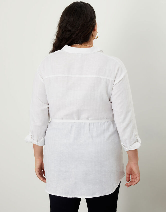 Herringbone Shirt in Linen Blend, White (WHITE), large