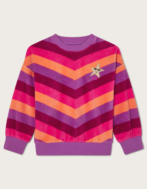 Velour Stripe Star Sweatshirt, Multi (MULTI), large