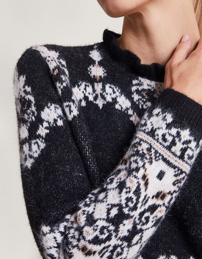 Fabe Fair Isle Sweater, Gray (CHARCOAL), large