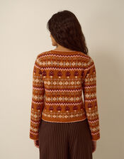 Mia Mushroom Knit Cardigan, Orange (RUST), large
